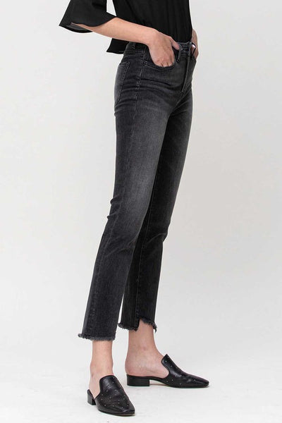 Flying Monkey - Black High Rise split hem slim straight