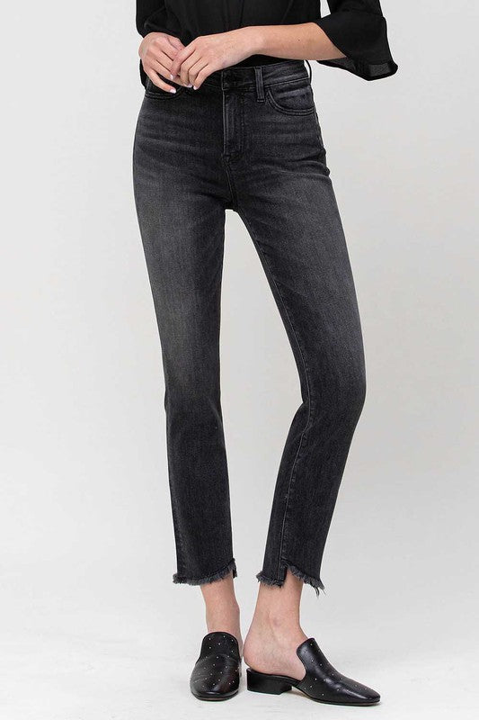 Flying Monkey - Black High Rise split hem slim straight