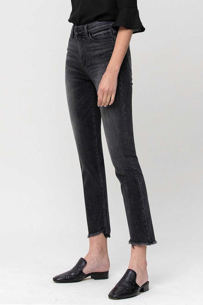 Flying Monkey - Black High Rise split hem slim straight