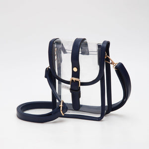 Game Day Clear Buckle Strap Mini Crossbody Bag: Navy