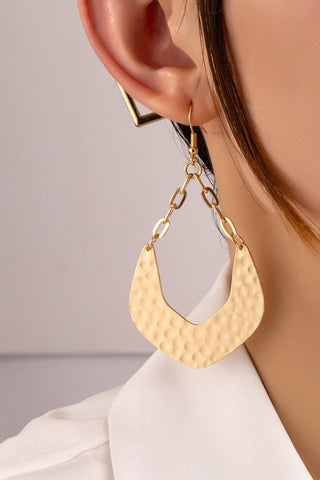 Gold U shape drop earrings