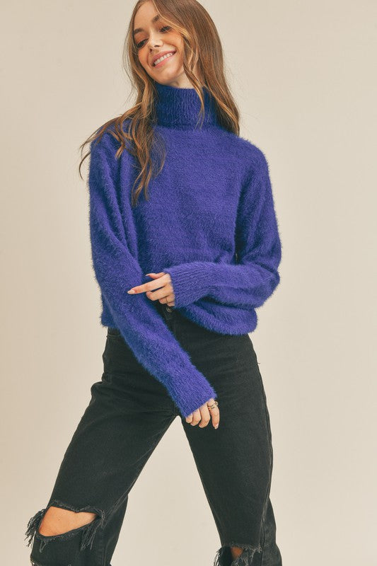 the Rosemary - Blue turtleneck sweater