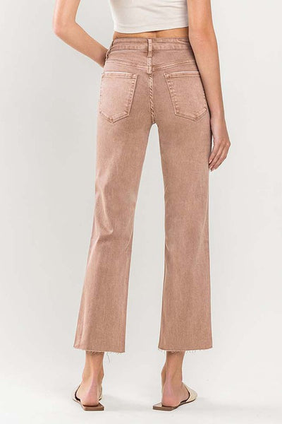 Tan Vervet Mid Rise Straight Crop Jeans