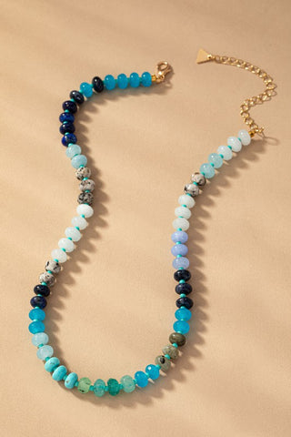 Blue Natural agate beaded necklaces