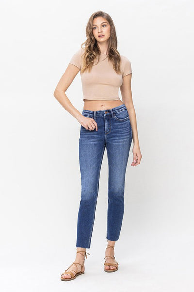 High Rise Slim Straight Jeans - Vervet    A2