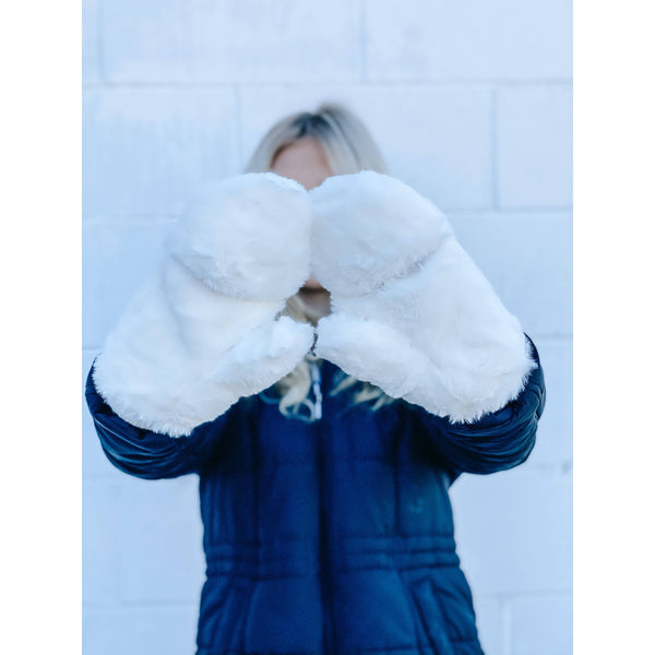 Rose Fuzzy Lined Fur Women's Convertible Mittens