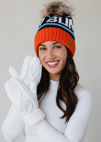 White Cable Knit Mittens