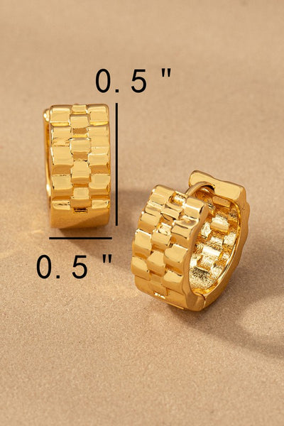 Watchband style Gold huggie earrings