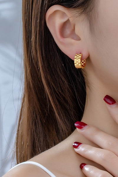 Watchband style Gold huggie earrings