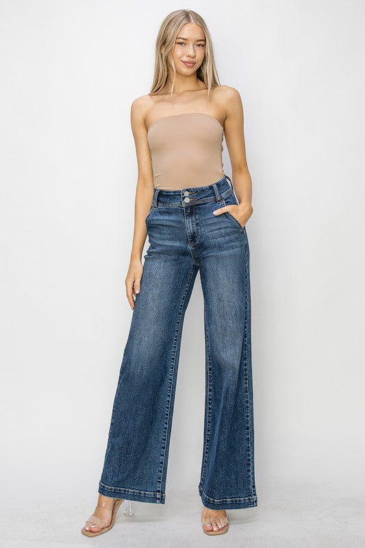 High Rise Trouser style Wide leg Denim - Risen Jeans