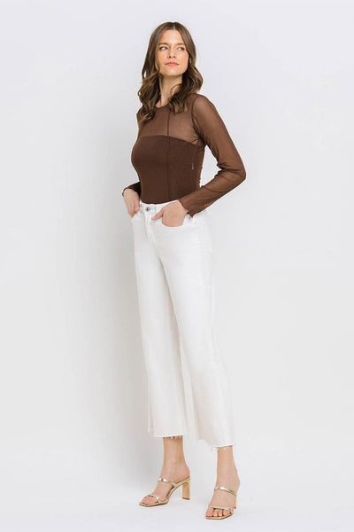 White Denim High Rise Crop Wide Leg - Vervet