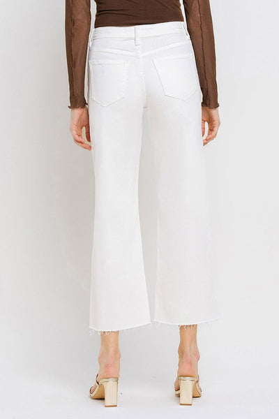 White Denim High Rise Crop Wide Leg - Vervet