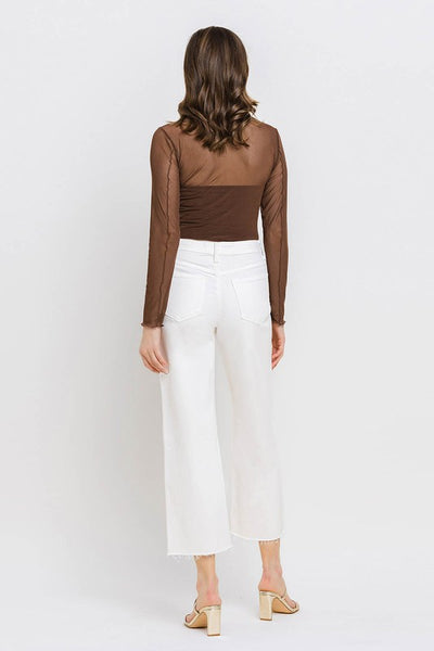 White Denim High Rise Crop Wide Leg - Vervet