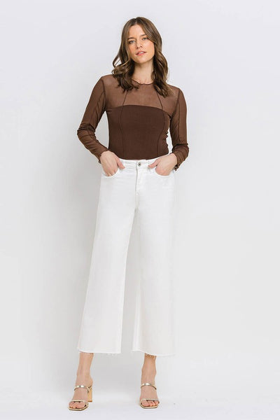 White Denim High Rise Crop Wide Leg - Vervet