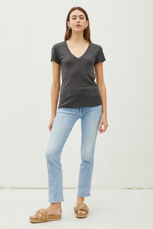 V-neck Tee - Charcoal