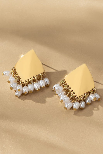 Gold diamond shape with mini pearl drops