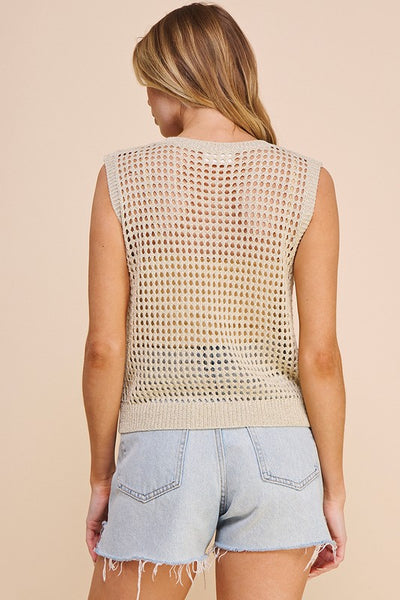 the Robin open knit tank - gold