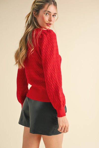 the Meryl Red Scalloped sweater