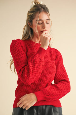 the Meryl Red Scalloped sweater