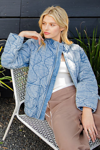 the Cameron - Quilted Denim Jacket