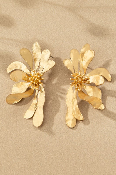 Hammered 3D flower earrings