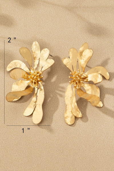 Hammered 3D flower earrings