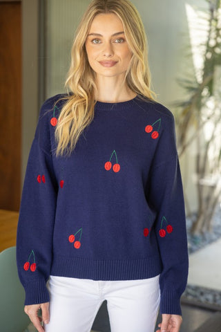 Cherry Embroidered Sweater