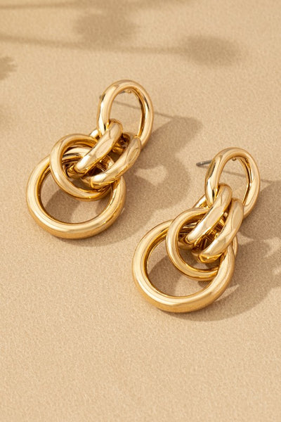 Gold intertwined hollow hoop earrings