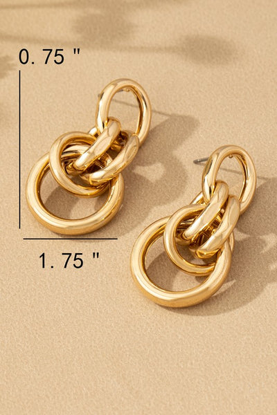 Gold intertwined hollow hoop earrings