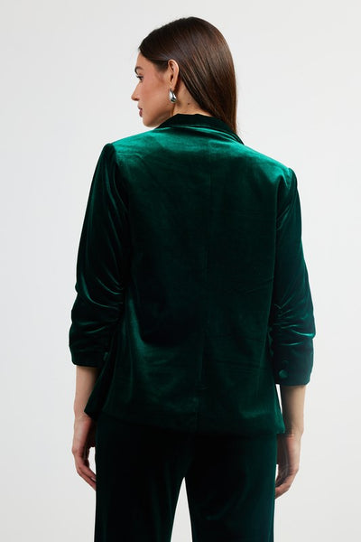 the Juniper - Emerald Velvet Blazer