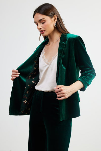 the Juniper - Emerald Velvet Blazer