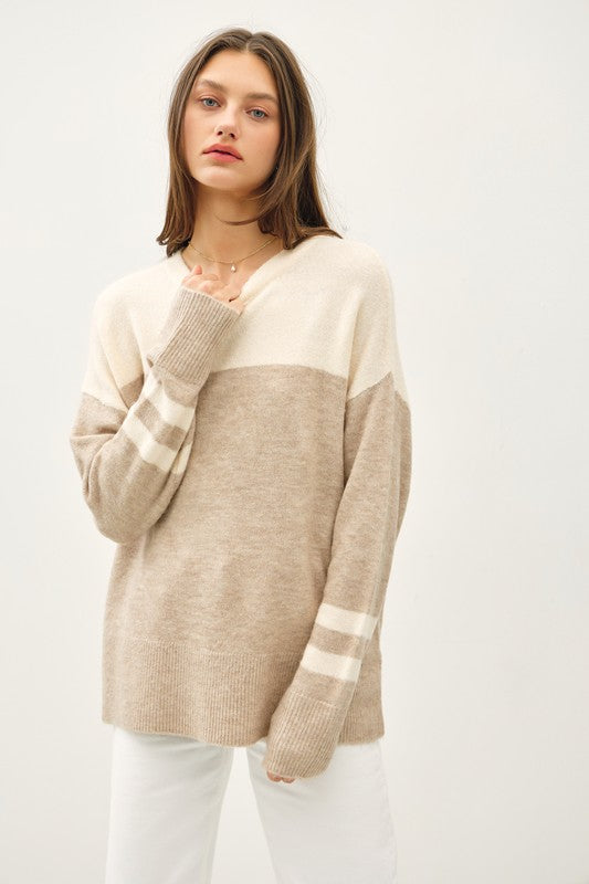 the Lettie stripe sleeve sweater