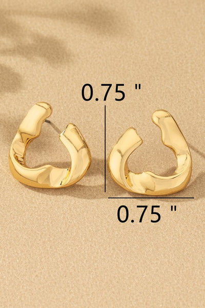 Triangle shape twisted gold earrings