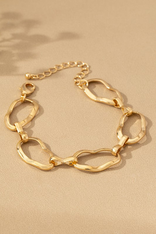 Hammered chunky link chain bracelet