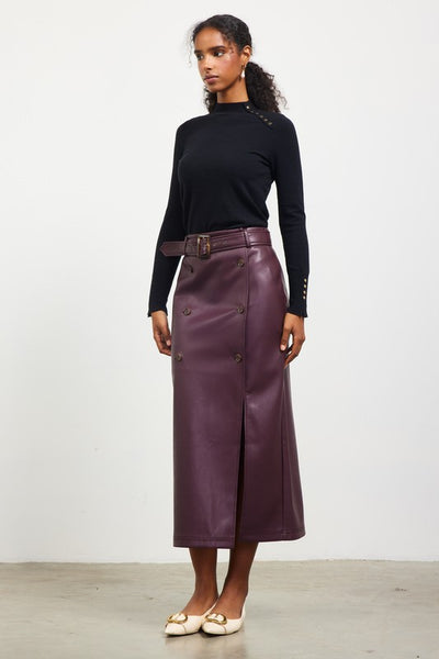 the Marley Plum Faux leather skirt