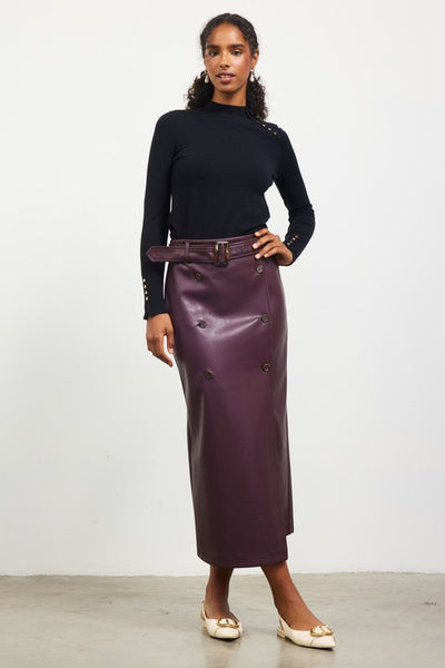 the Marley Plum Faux leather skirt