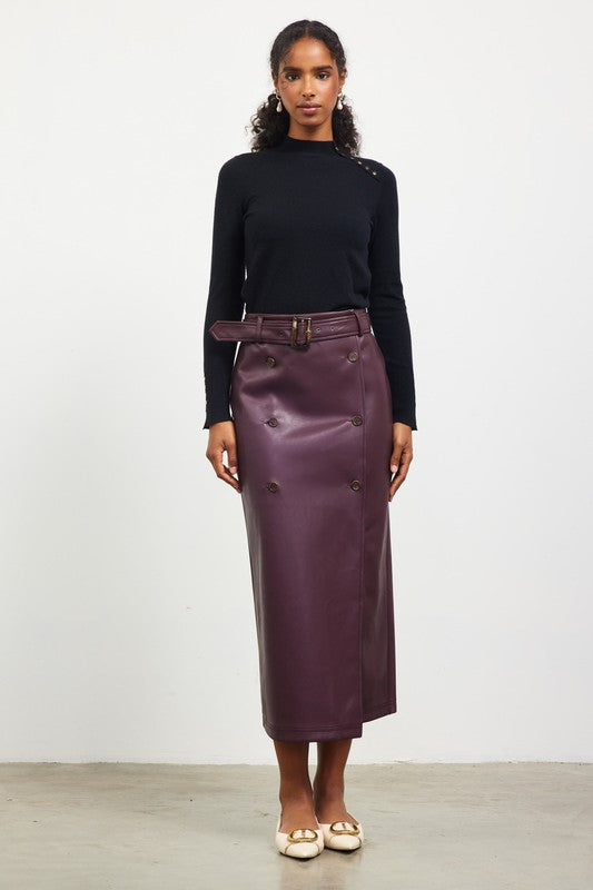 the Marley Plum Faux leather skirt