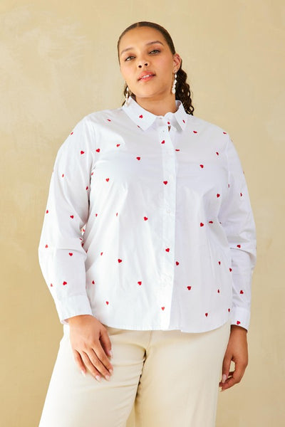 Queen of Hearts button up top