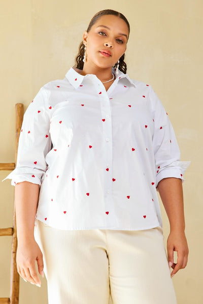 Queen of Hearts button up top