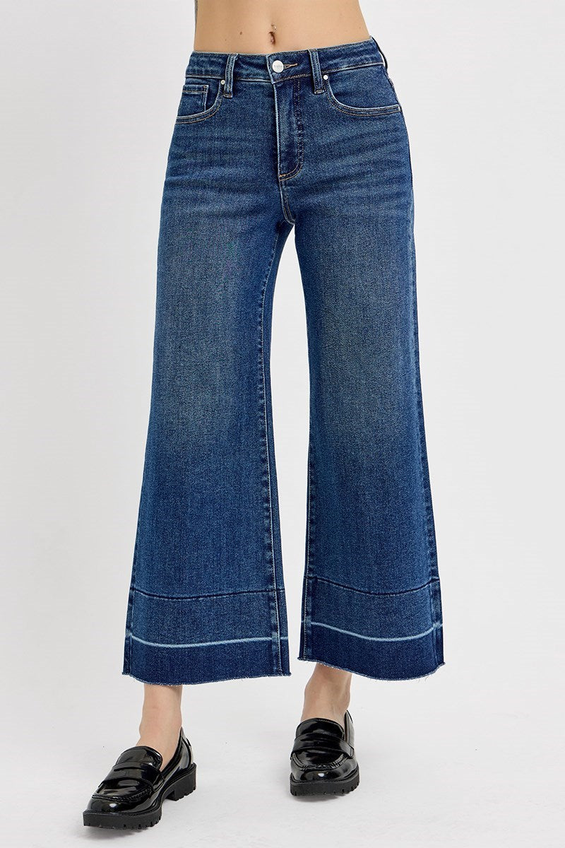 Risen - High Rise Crop Wide leg released hem jeans   A8