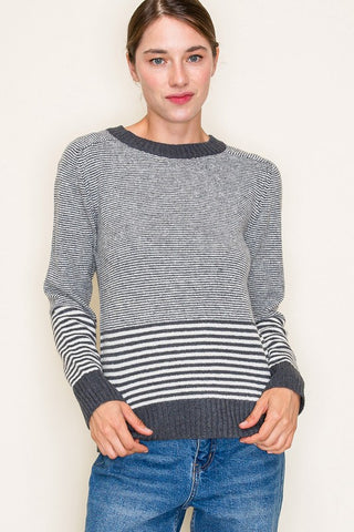 the Jora Charcoal stripe Sweater