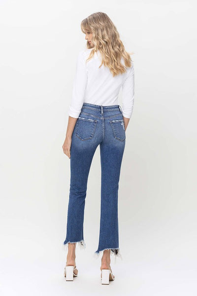 Mid Rise Distressed Hem Ankle Jeans - Flying Monkey