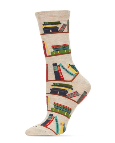 Bookshelf Bamboo Crew Socks