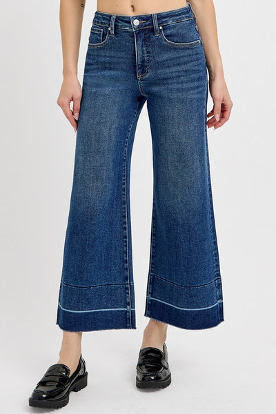 Risen - High Rise Crop Wide leg released hem jeans   A8