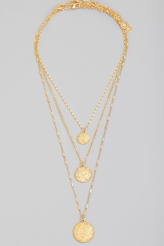 Textured Coin Layered Necklace