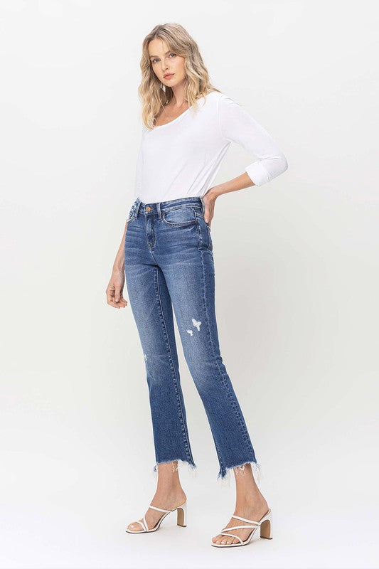 Mid Rise Distressed Hem Ankle Jeans - Flying Monkey