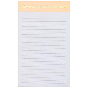 Work Hard Be Nice Swear Often Notepad - Light Orange