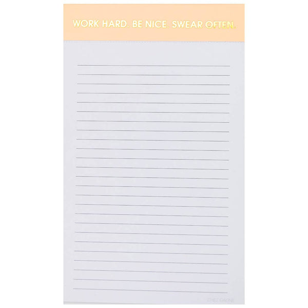 Work Hard Be Nice Swear Often Notepad - Light Orange