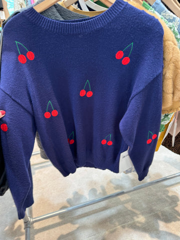 Cherry Embroidered Sweater