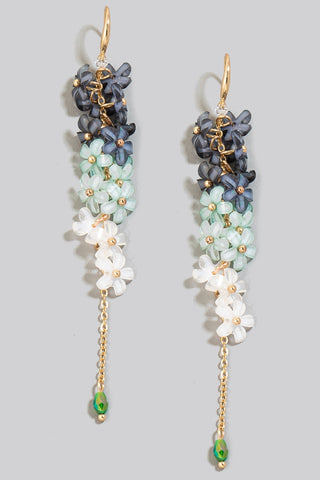 Blue Flower Charms Chain Dangle Earrings